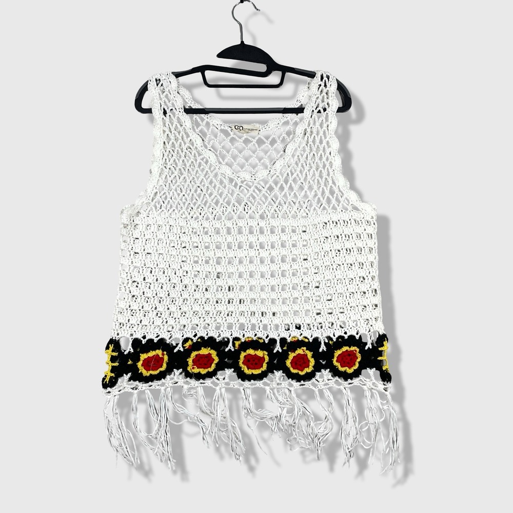 Clothing Obsessed Company‎ Crochet Top Womens 3XL White Boho Festival Fringe